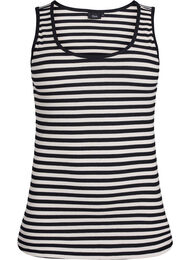 Stribet tanktop med ribstruktur, Sort