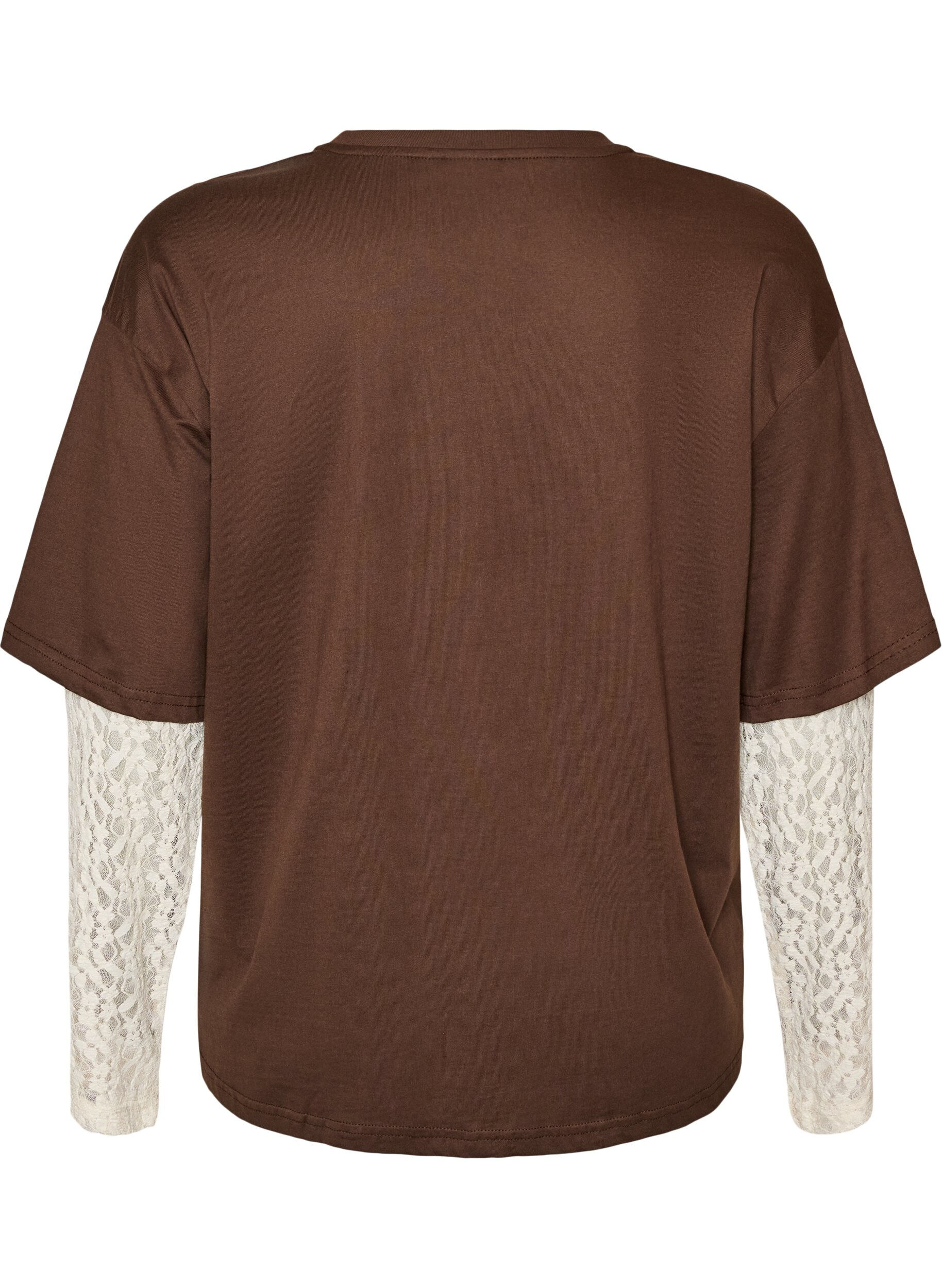 ZizziL&oslash;s t-shirt med lange blonde&aelig;rmer, Brun, Packshot image number 1