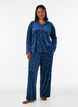 Pyjamasskjorte i velour med all-over print, Bl&aring;, Model image number 1