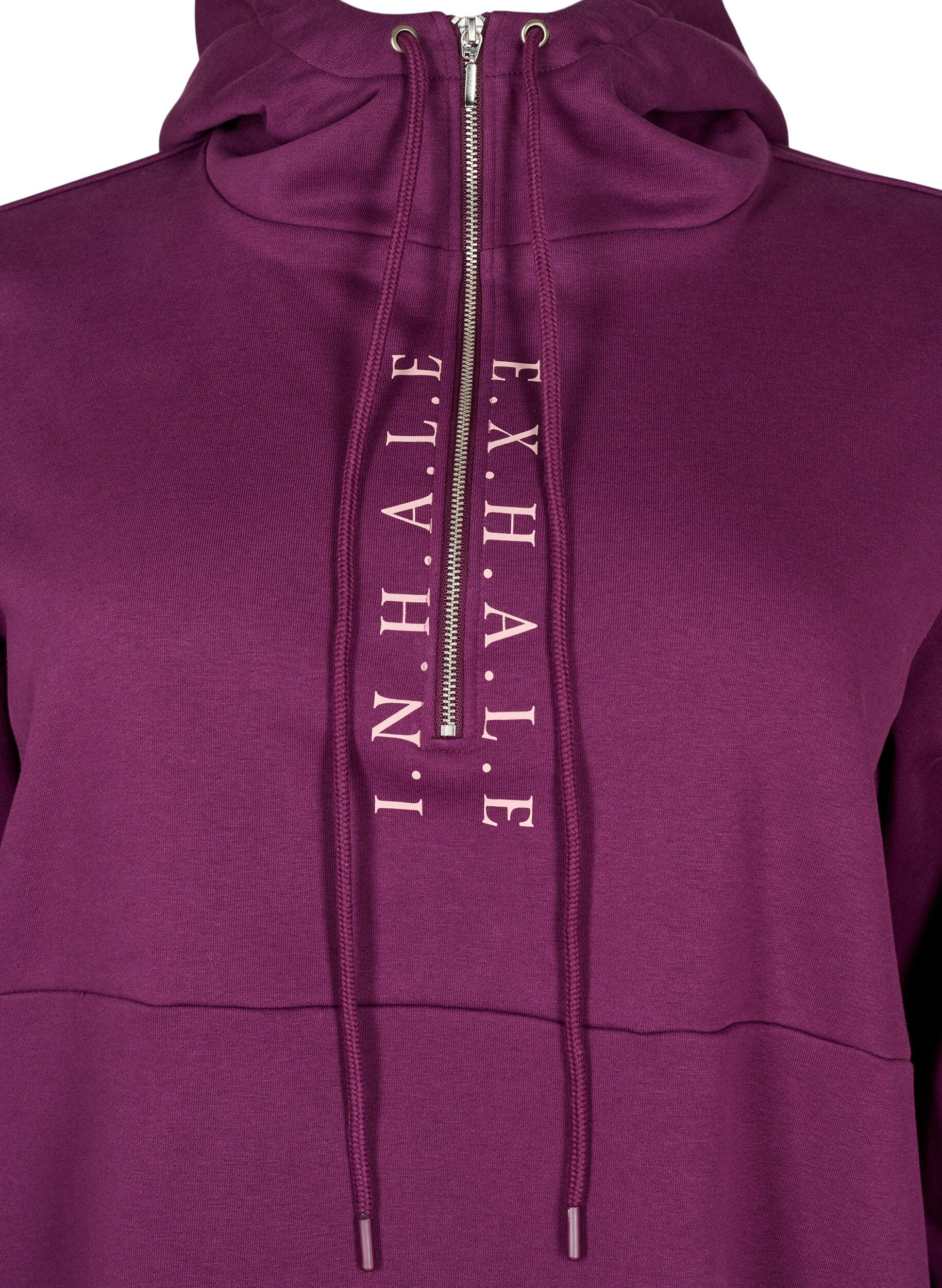 Zizzi Sporty sweatkjole med h&aelig;tte, Pickled Beet/SilverP, Packshot image number 2