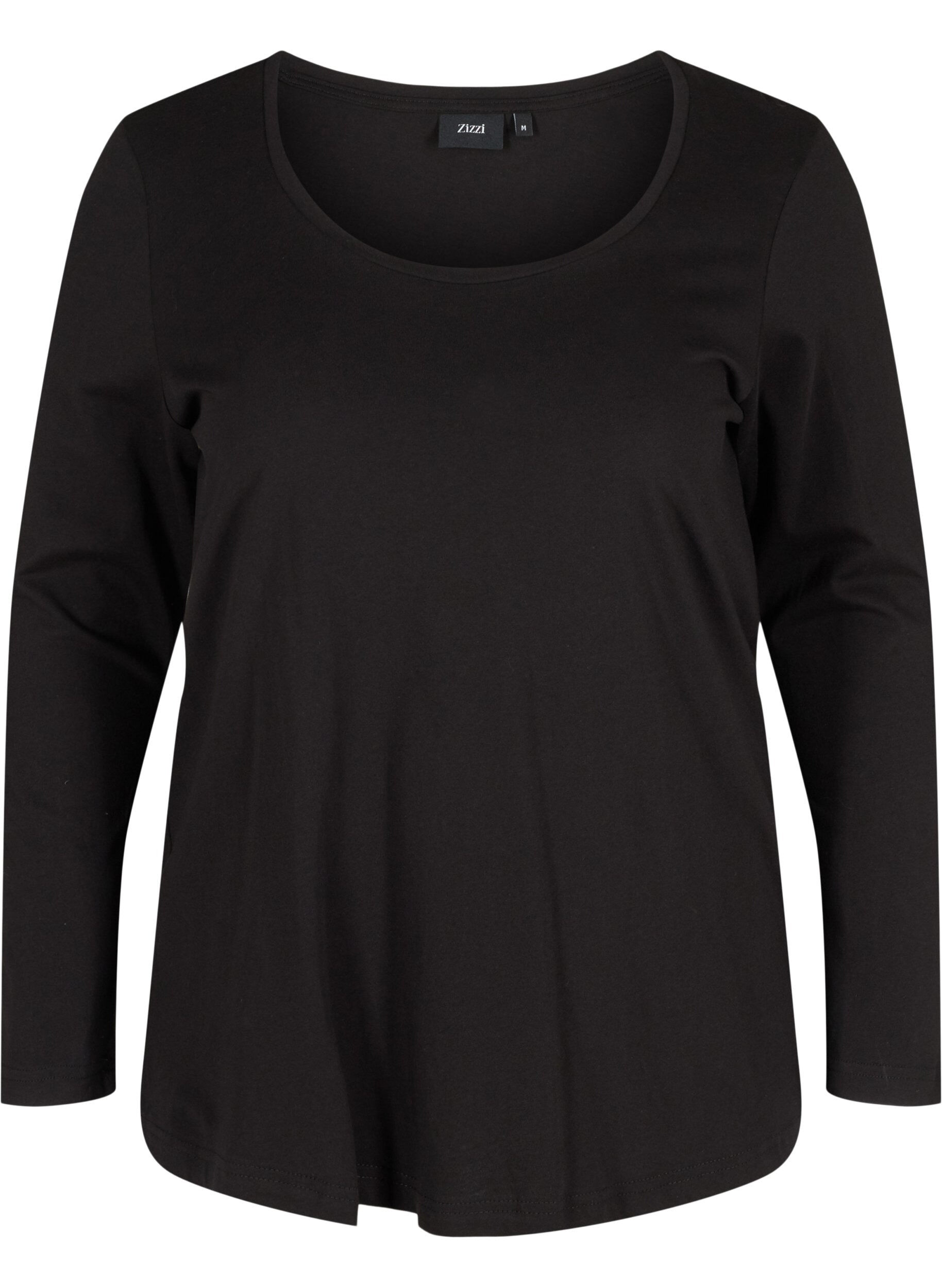 Zizzi 2-pak basis bluse med lange &aelig;rmer, Black, Packshot image number 3