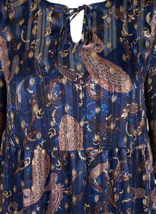 Langærmet kjole med print og a-form , Paisley Foil, Packshot image number 2