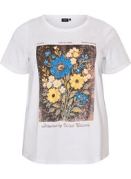 T-shirt i bomuld med print foran, Hvid