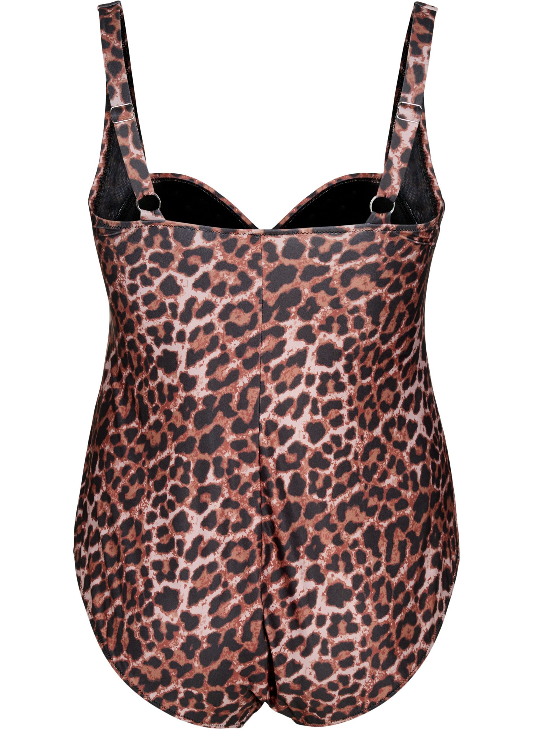 Zizzi Badedragt med draperinger og vatterede sk&aring;le, Leopard, Packshot image number 1