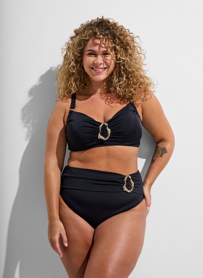 Bikini bh med b&oslash;jle og guldfarvet detalje, Sort, Model image number 1