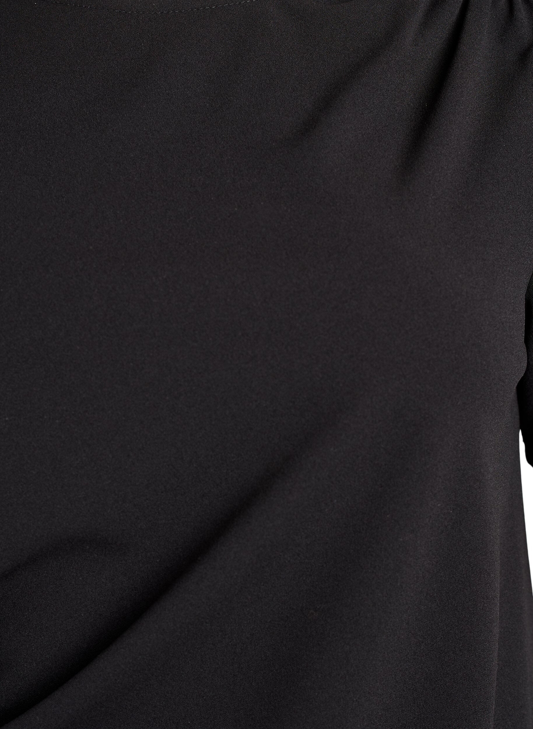 Zizzi Kort&aelig;rmet bluse med rynkeeffekt og asymmetrisk s&oslash;m, Sort, Packshot image number 2