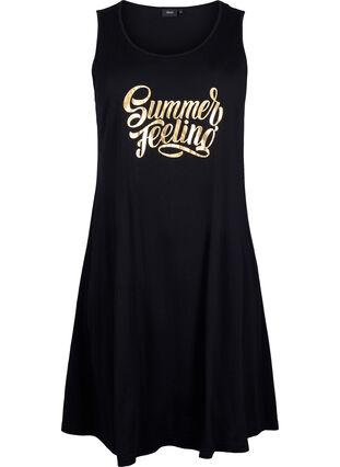Ærmeløs bomulds kjole med a-shape, Black W. Summer, Packshot image number 0