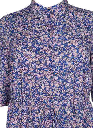 FLASH - Skjortekjole med blomsterprint, Strong Blue Flower, Packshot image number 2