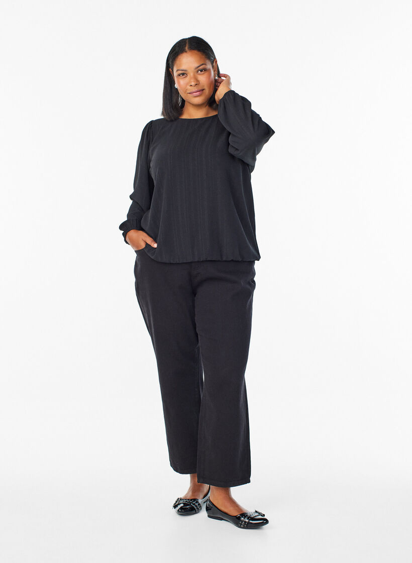 Bluse med s&oslash;lv glimmer, Sort, Model image number 1