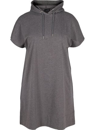 Lang sweatshirt med korte ærmer, Dark Grey Melange, Packshot image number 0