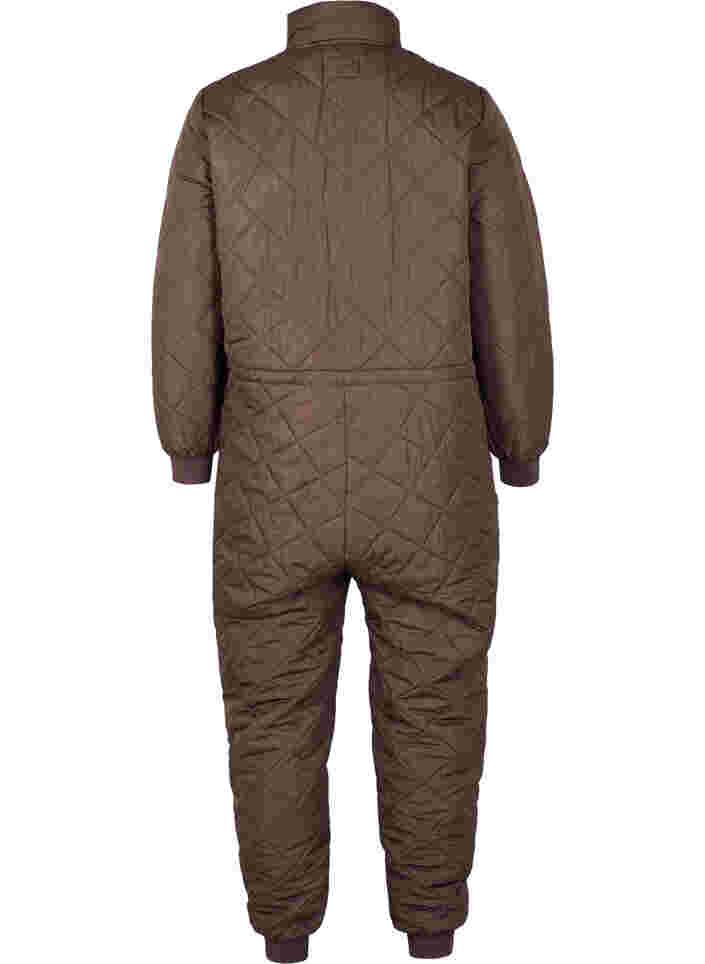 Quiltet termo jumpsuit med justerbar talje, Black Coffee, Packshot image number 1