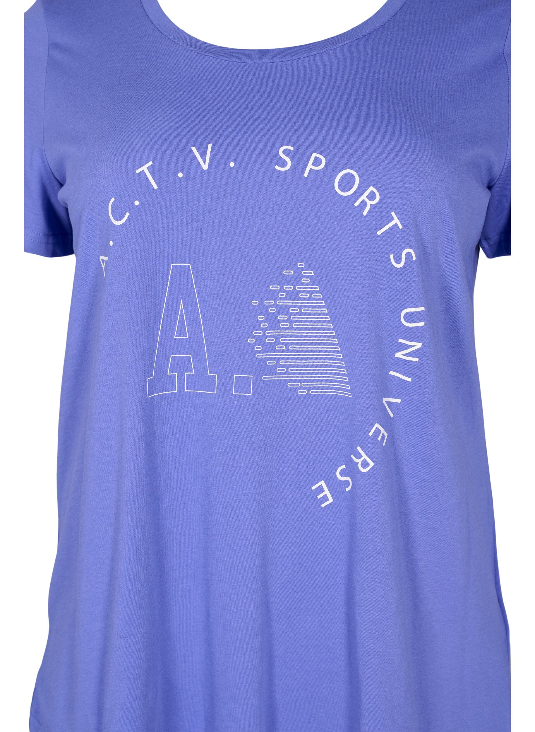 Zizzi Tr&aelig;nings t-shirt med print, Very Peri A.C.T.V, Packshot image number 2