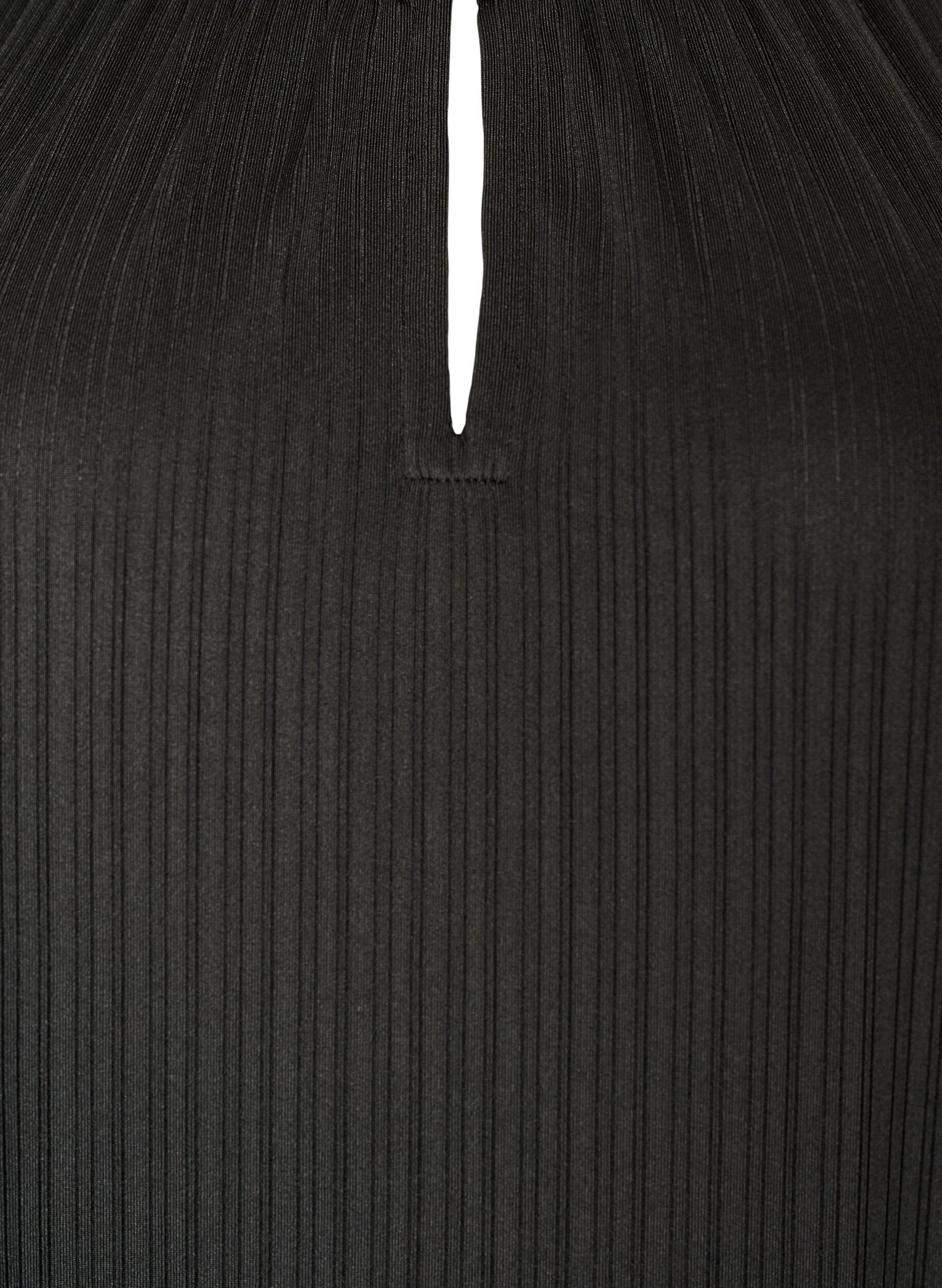 ZizziTunika i jersey med strukturstriber, Sort, Packshot image number 2