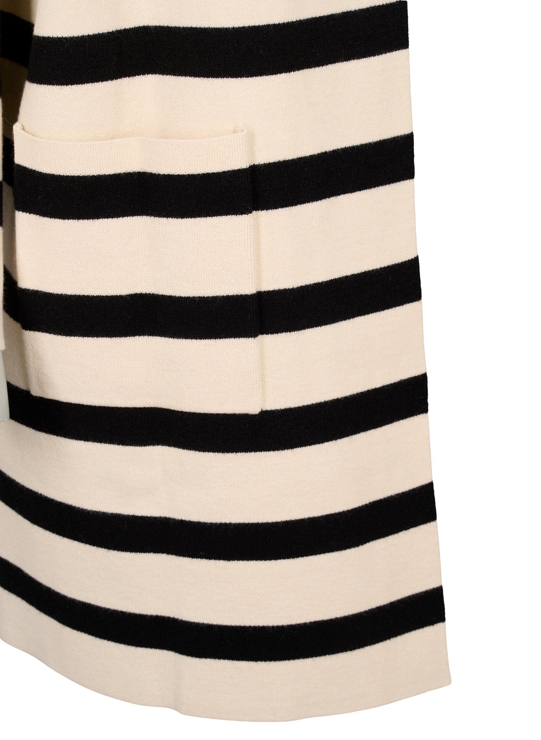 Zizzi Lang strikcardigan med striber, Birch w/Black, Packshot image number 3