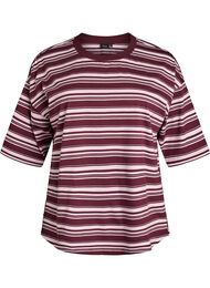 Boxy T-shirt med stribet m&oslash;nster, R&oslash;d