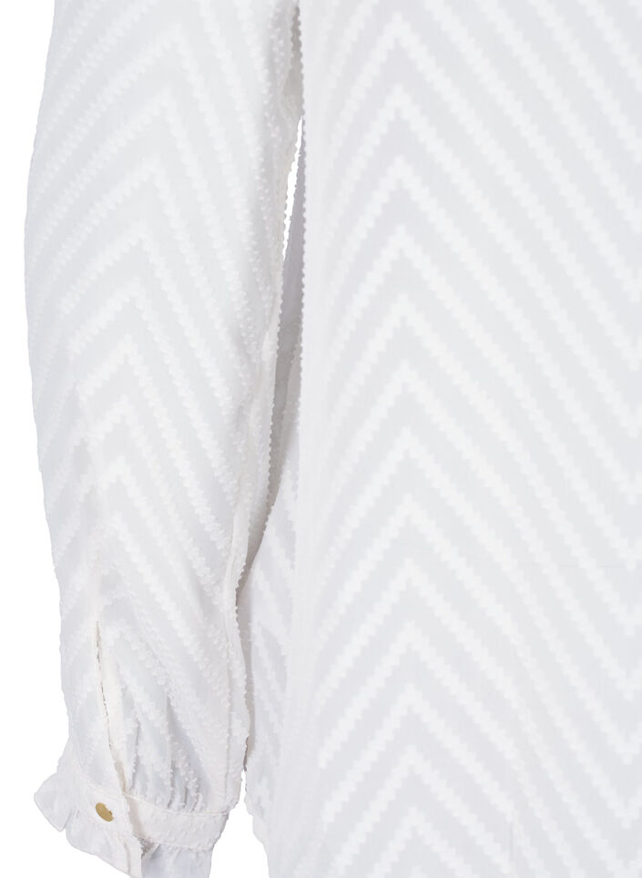 Skjortebluse med flæser og mønstret tekstur, Snow White, Packshot image number 3