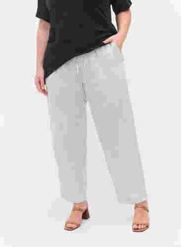 Cropped bukser med striber, White Stripe, Model image number 2
