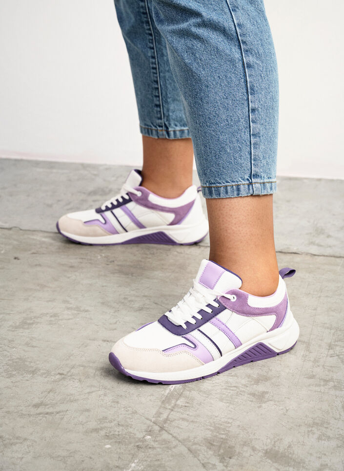 Wide fit sneakers, White Purple, Image