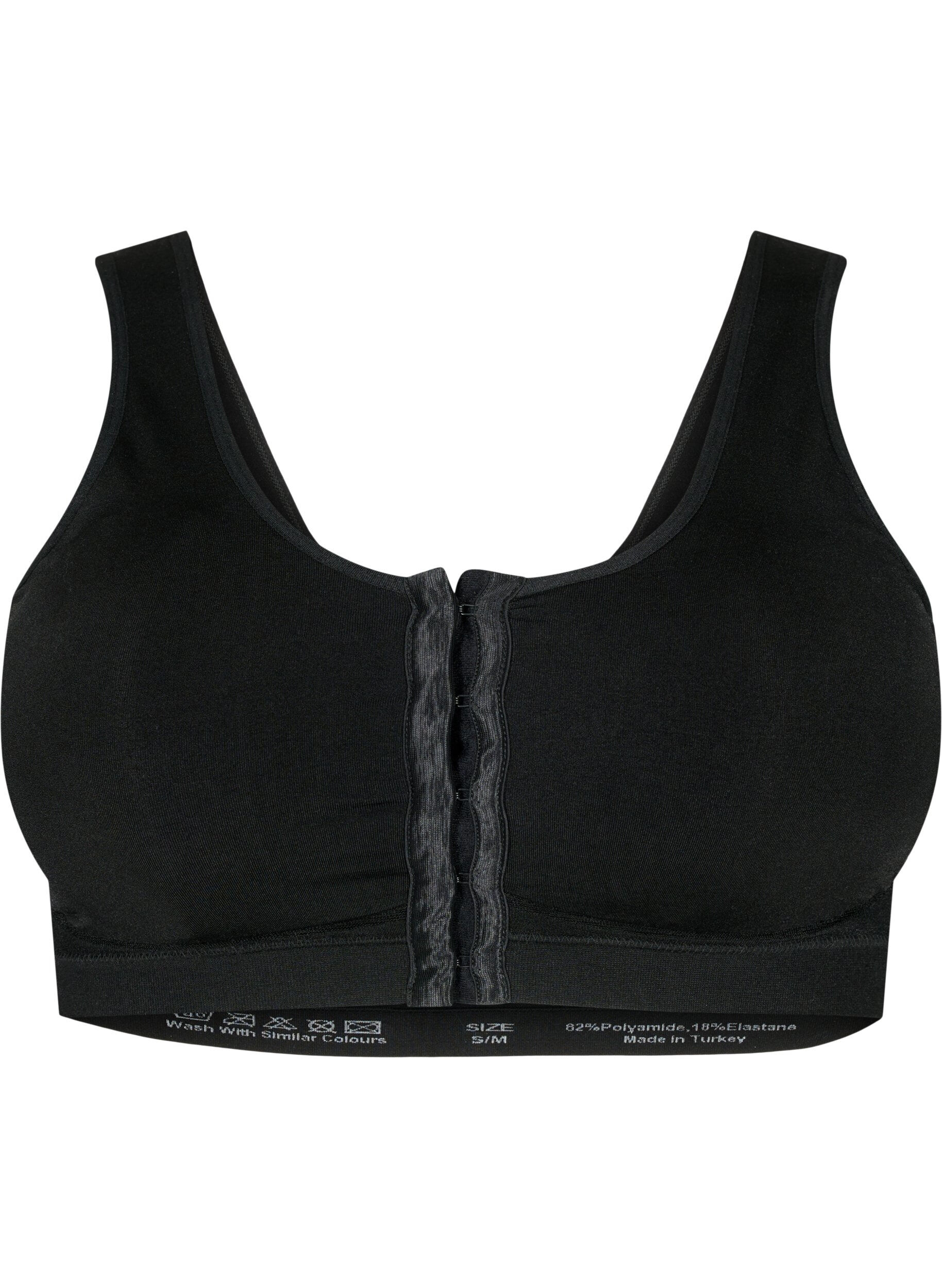 Zizzi Seamless bh med lukning foran, Black, Packshot image number 0