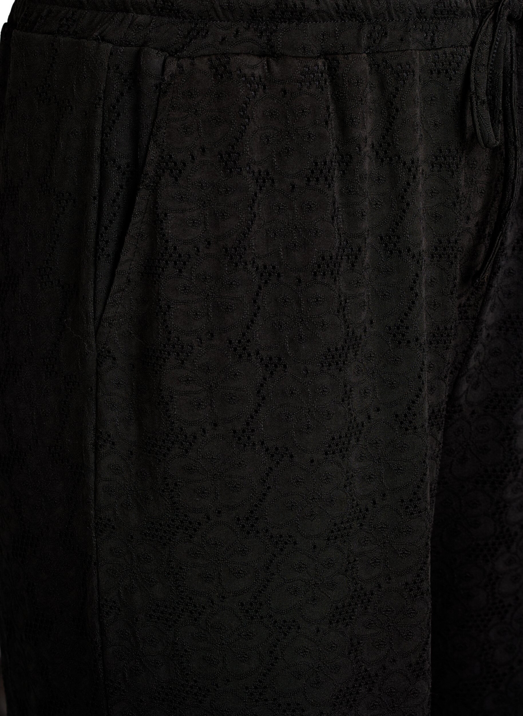 Zizzi FLASH - Bukser med struktur og h&oslash;j talje, Sort, Packshot image number 2