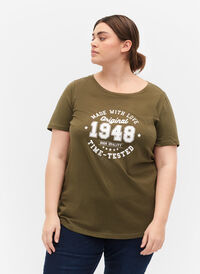 Bomulds t-shirt med front tryk, Ivy Green MADE WITH, Model