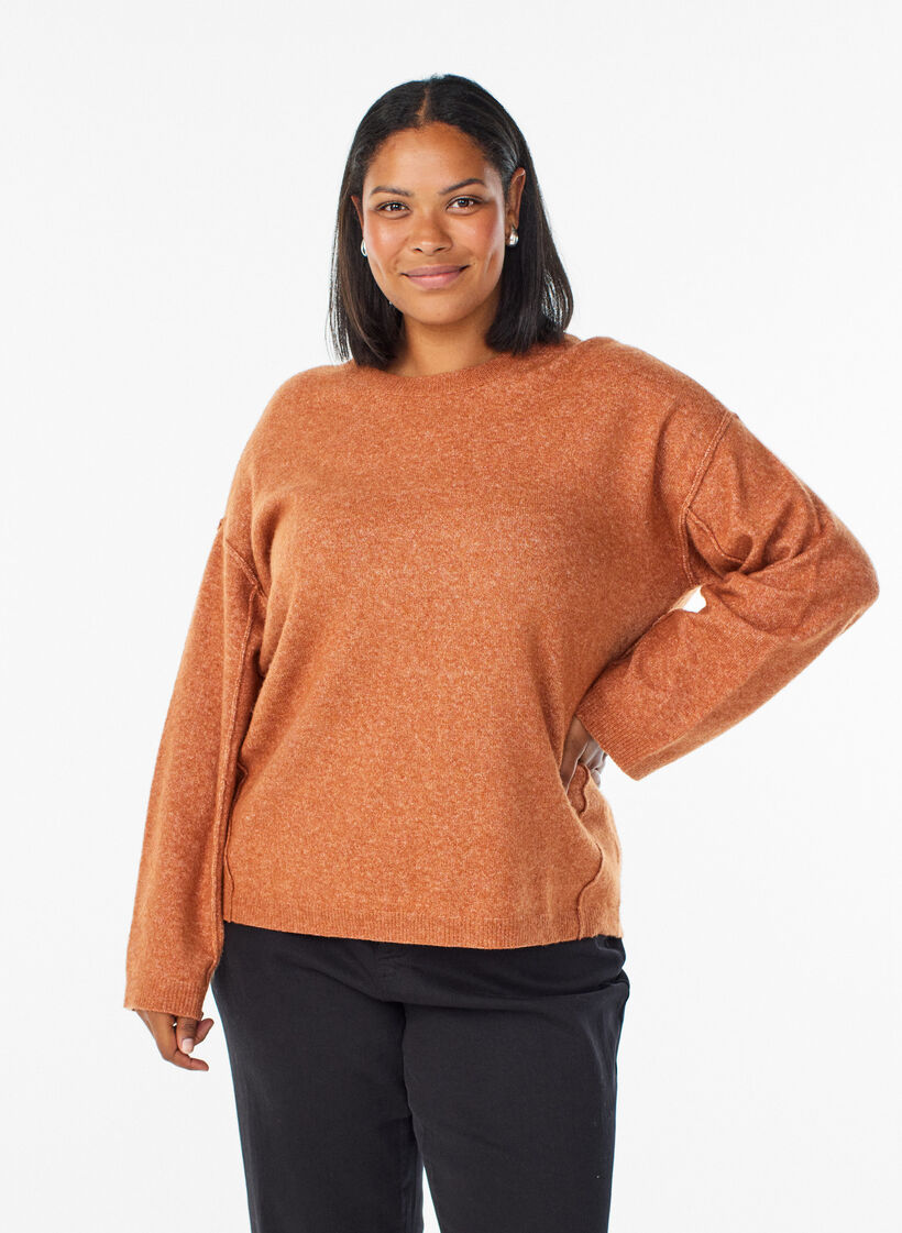 L&oslash;s striktr&oslash;je med markante syninger, Orange, Model image number 0