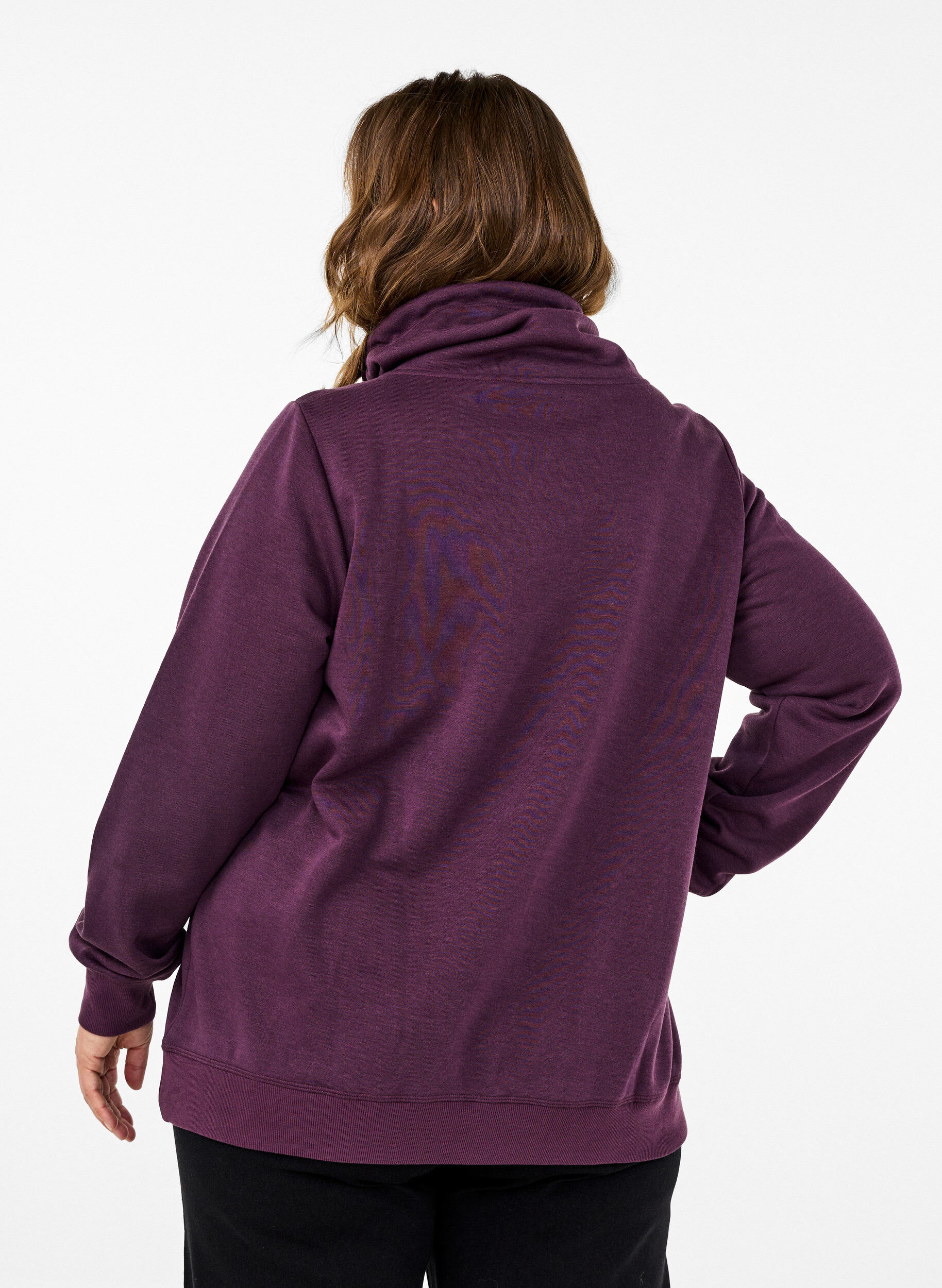 Zizzi FLASH - Sweatshirt med h&oslash;j krave, Plum Perfect, Model image number 1
