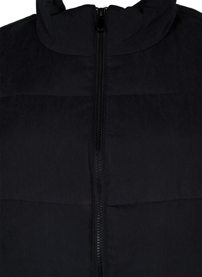 Lang vest med høj krave og lommer, Black, Packshot image number 2