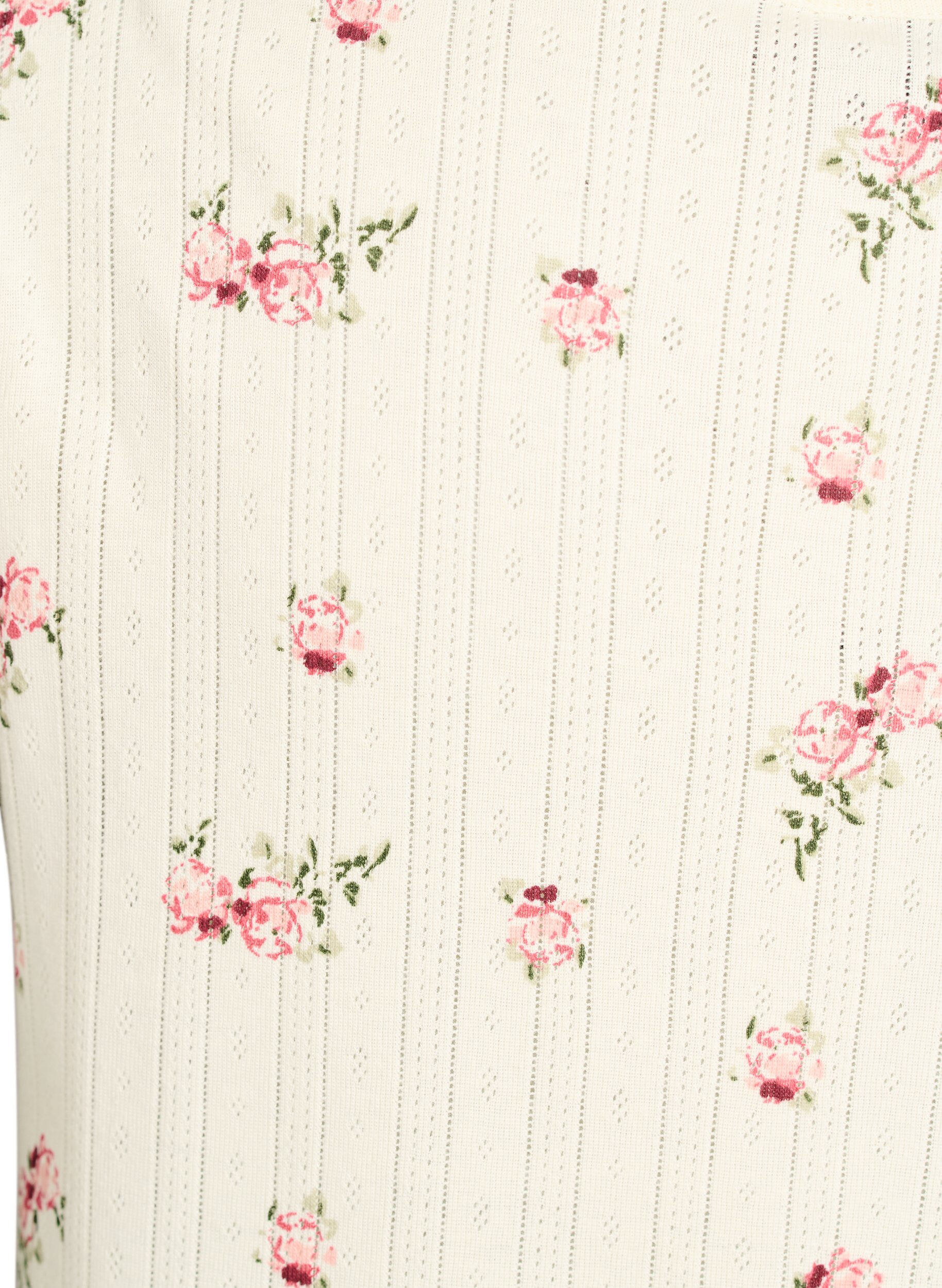 Zizzi Nattop i &oslash;kologisk bomuld med cap-&aelig;rmer, Vanilla, Packshot image number 3