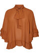 Bluse med sl&oslash;jfeb&aring;nd og fl&aelig;sedetaljer, Brun, Packshot image number 0