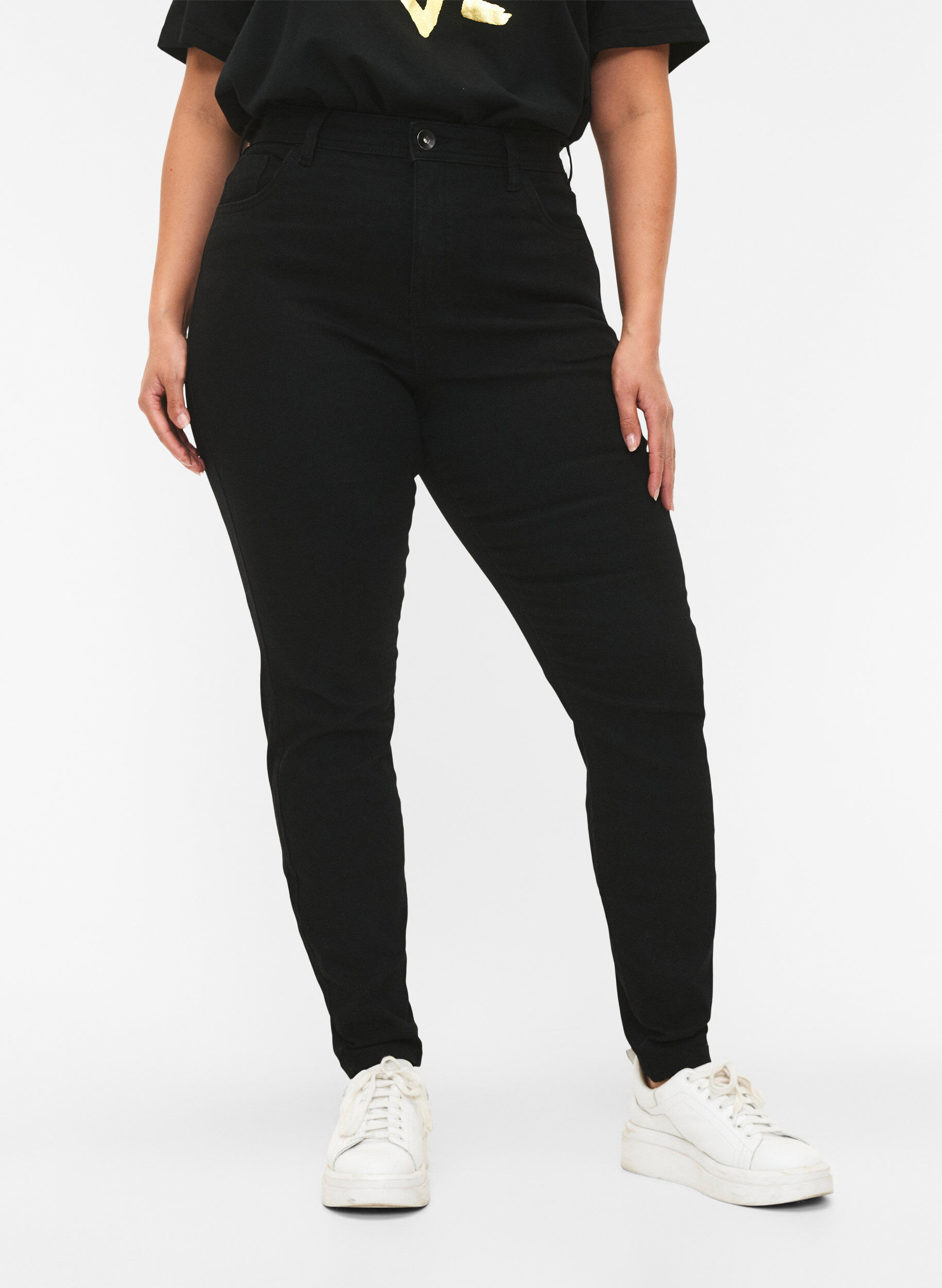 Zizzi Jeans med super slim fit, Sort, Model image number 2