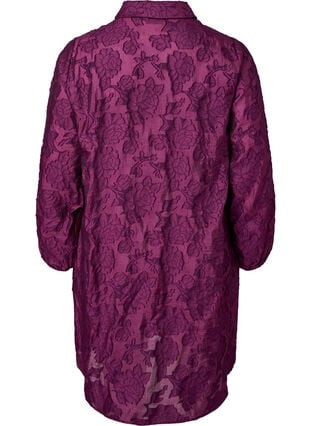 Lang skjorte i jacquard, Dark Purple, Packshot image number 1