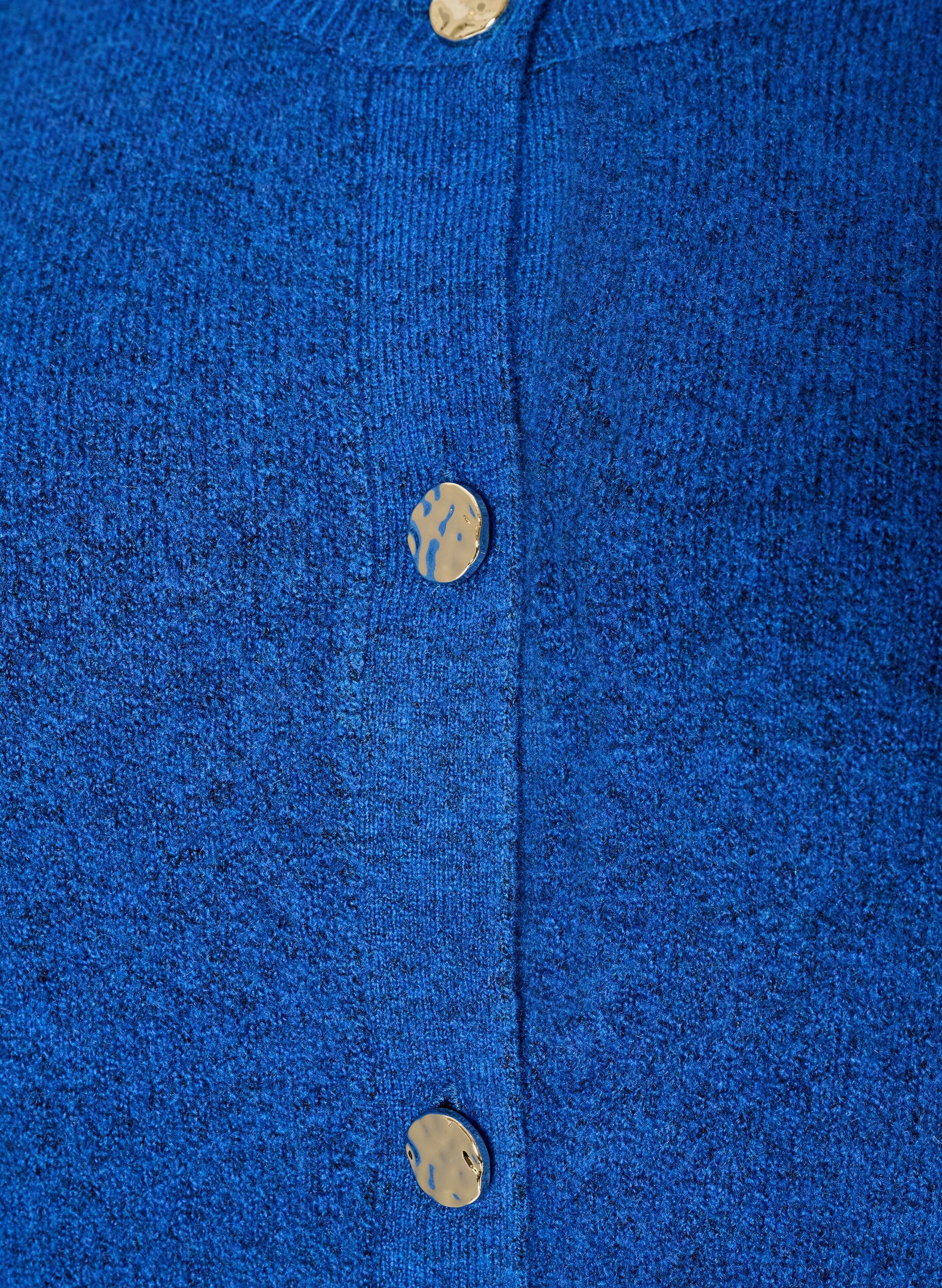 ZizziCardigan i bl&oslash;d strik med guldfarvede knapper, Turkis, Packshot image number 2