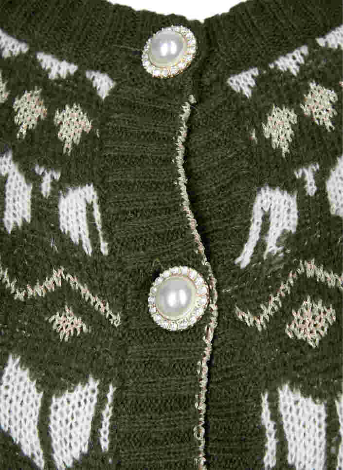 Mønstret strik cardigan med uld, Forest Night Comb, Packshot image number 2