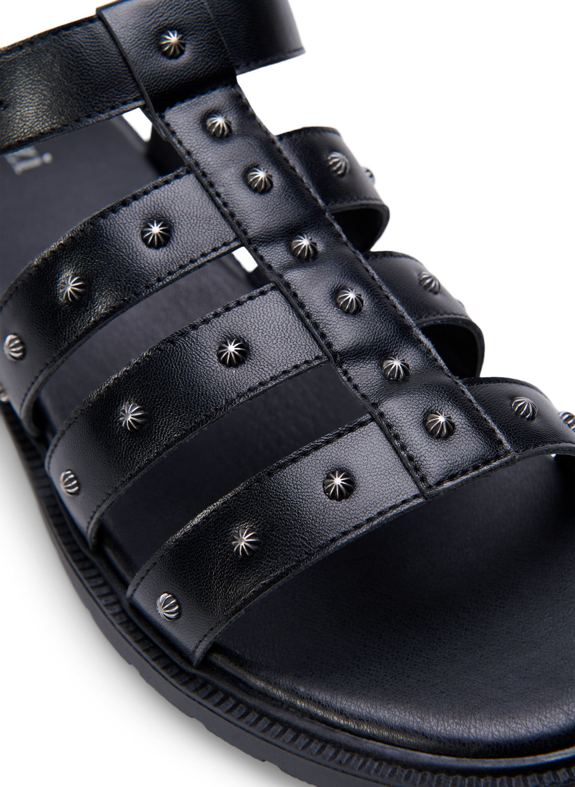 Zizzi Wide fit - Sandal med nitter, Sort, Packshot image number 3