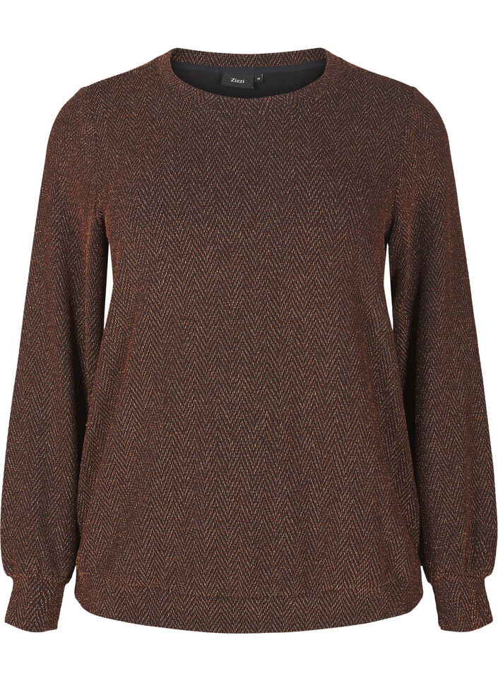 Bluse med glimmer mønster, Copper ZigzagShimmer, Packshot image number 0
