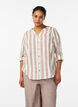Skjortebluse i bomuld med V-udsk&aelig;ring, Beige, Model image number 0