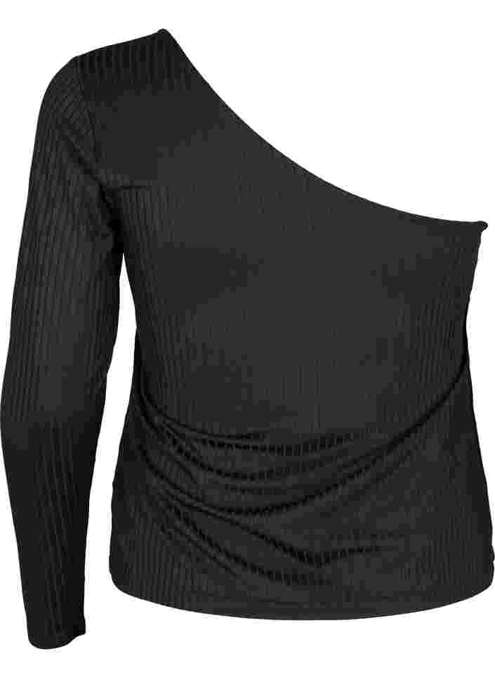 One-shoulder bluse , Black, Packshot image number 1