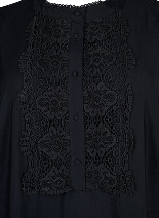 Kjole i viskose med crochetdetaljer, Black, Packshot image number 2