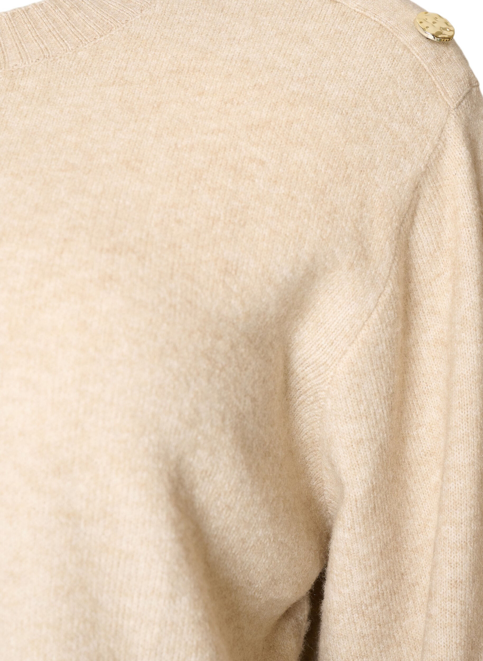 ZizziStrikbluse med knapdetalje, Beige, Packshot image number 2