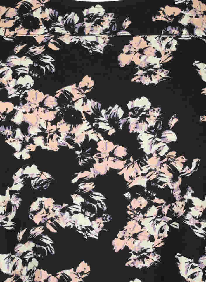 Kortærmet bomuldskjole med print, Black Dusty Flower , Packshot image number 2