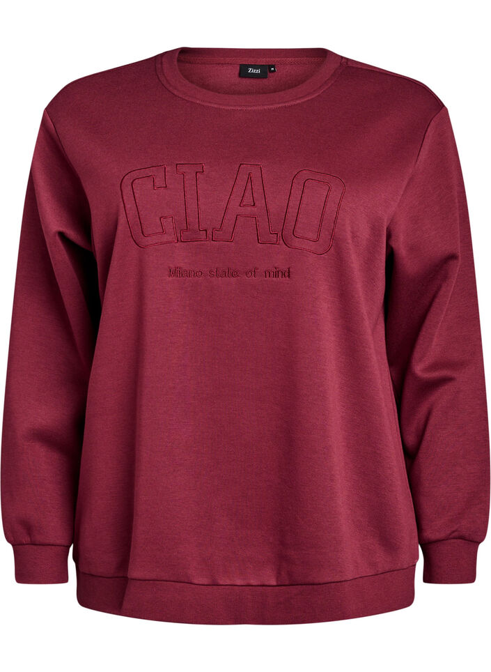 Sweatshirt med broderet Milano-motiv, Mørk Bordeaux, Packshot image number 0