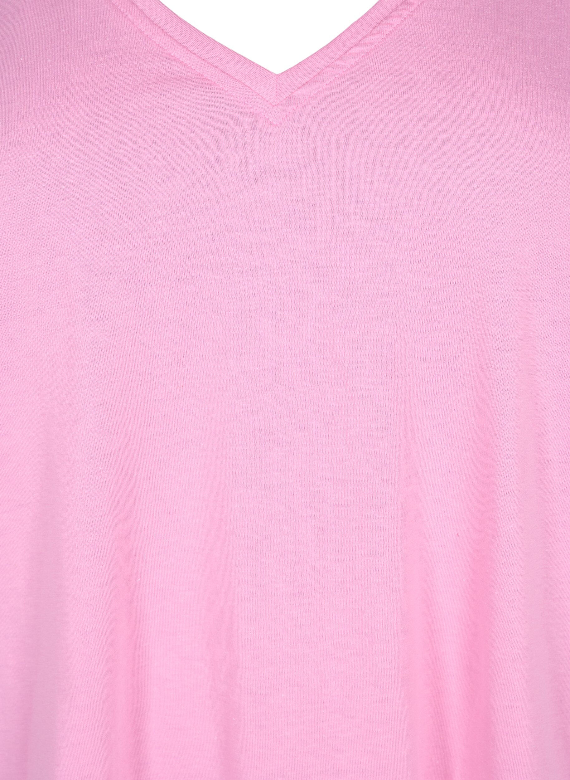 Zizzi FLASH - T-shirt med v-hals, Begonia Pink, Packshot image number 2