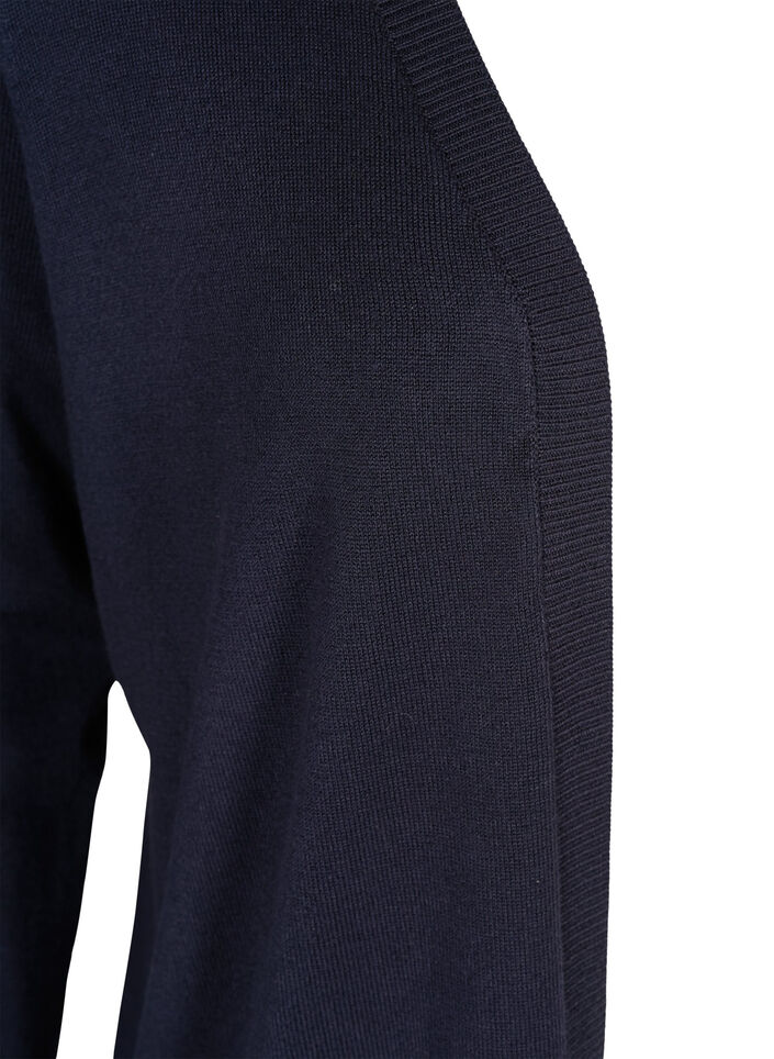 Lang strikcardigan i viskosemix, Bl&aring;, Packshot image number 2