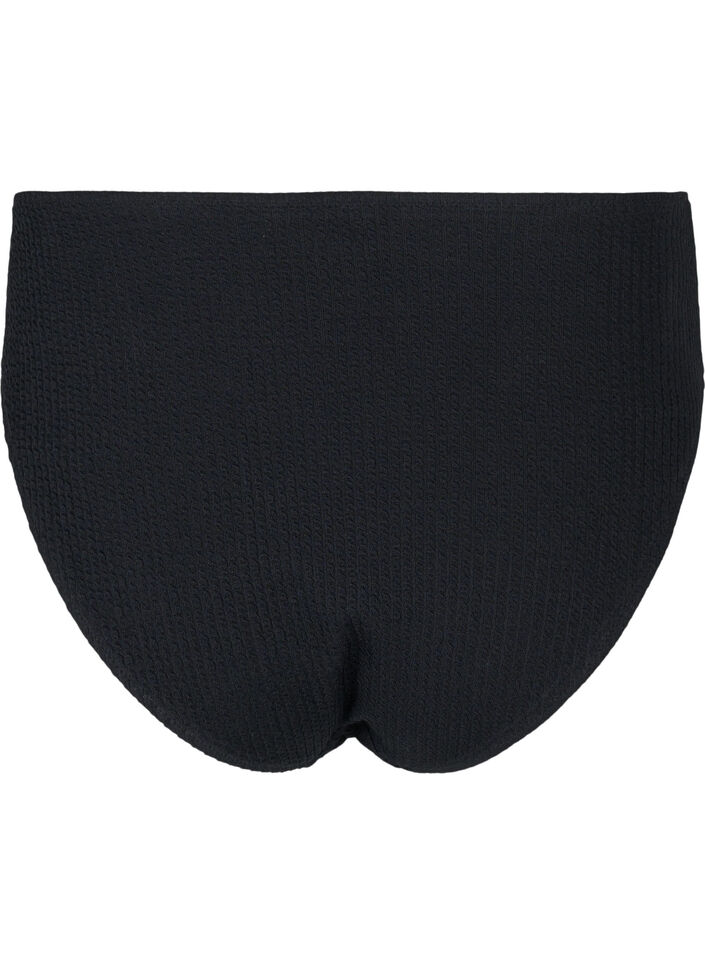 H&oslash;jtaljet bikini trusse med crepe struktur, Black, Packshot image number 1