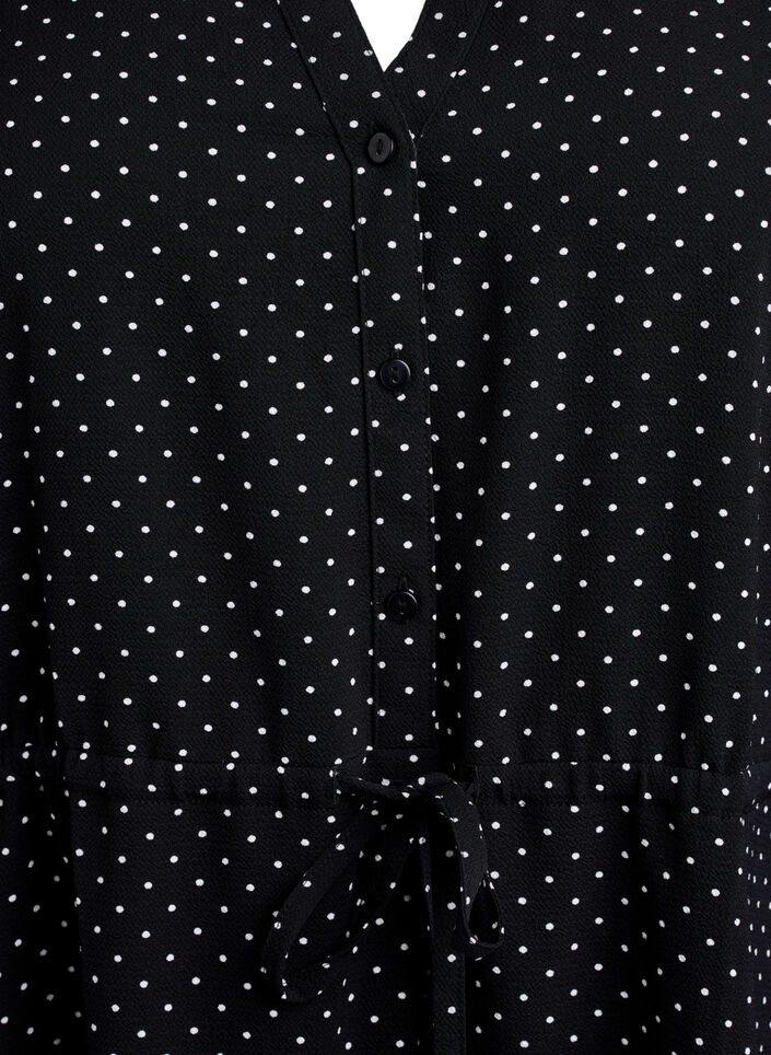 Knælang kjole med bindebånd, Sort, Packshot image number 2