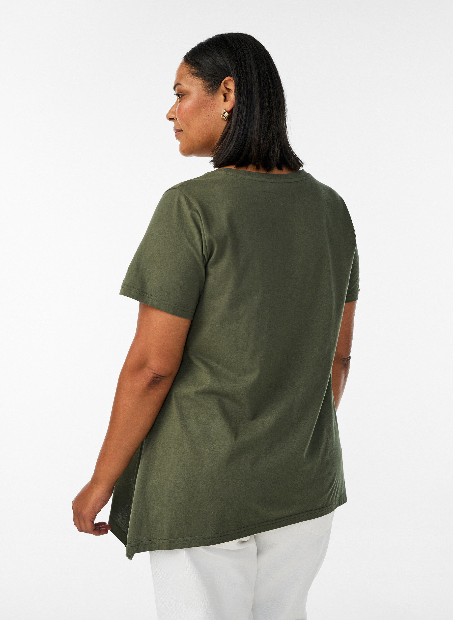 ZizziT-shirt med rund hals og A-facon, Gr&oslash;n, Model image number 2