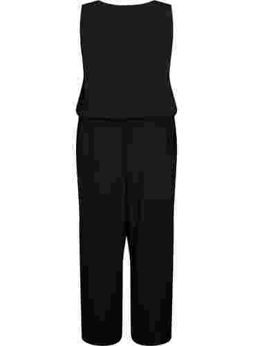 Ærmeløs jumpsuit i viskose, Black, Packshot image number 1