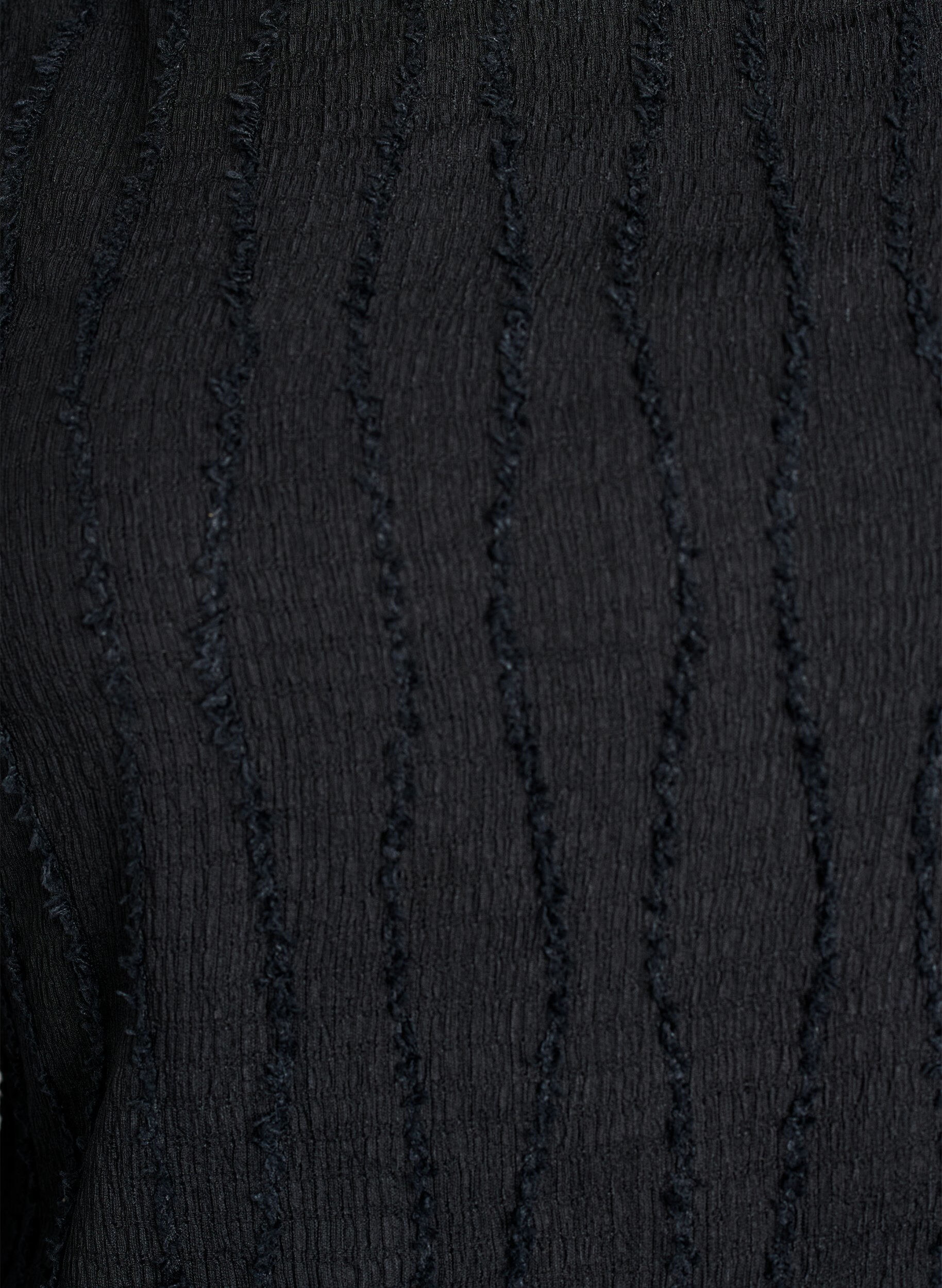 ZizziJerseybluse med b&oslash;lget struktur, Sort, Packshot image number 2