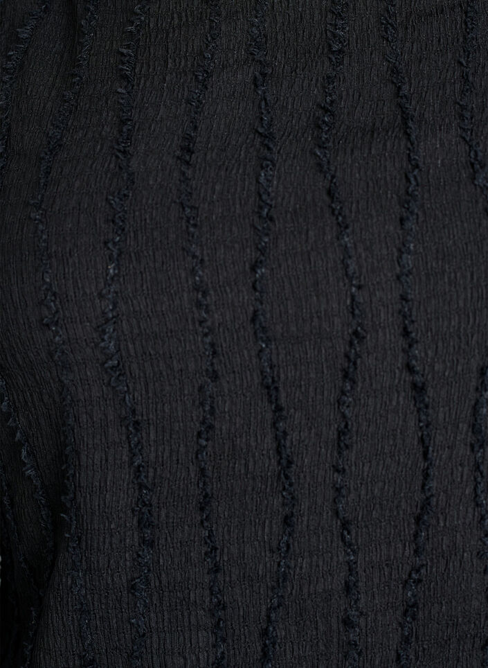 Jerseybluse med b&oslash;lget struktur, Sort, Packshot image number 2